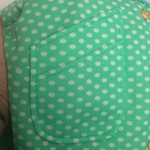 Vintage 1960s Green Polka Dot Button Down Shirt - Picture 3 of 11